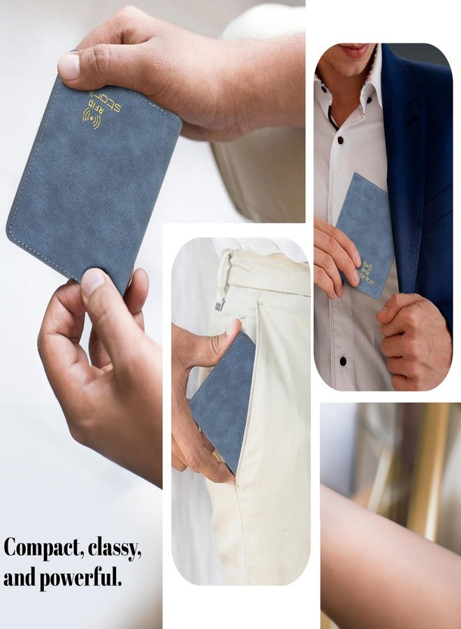 Storite Men's PU Leather RFID Protected Slim Bi-Fold Money Credit Card Holder Wallet Purse (Blue-11 x 8.5 x 0.8cm) - Image 5